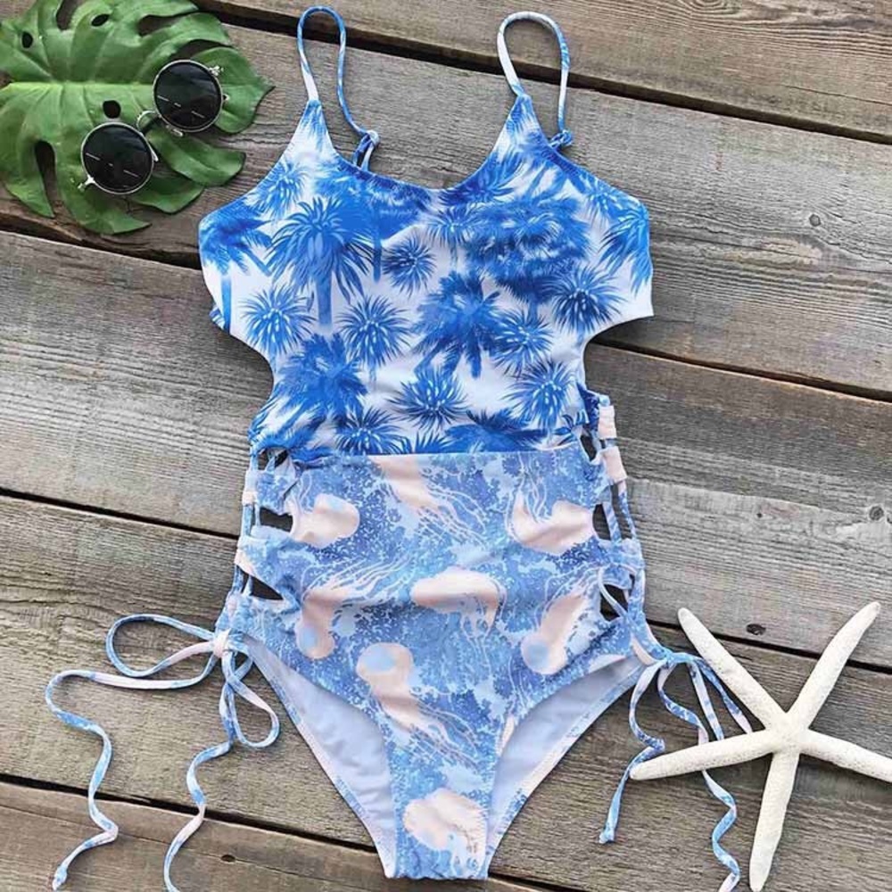 lace up one piece swimsuit