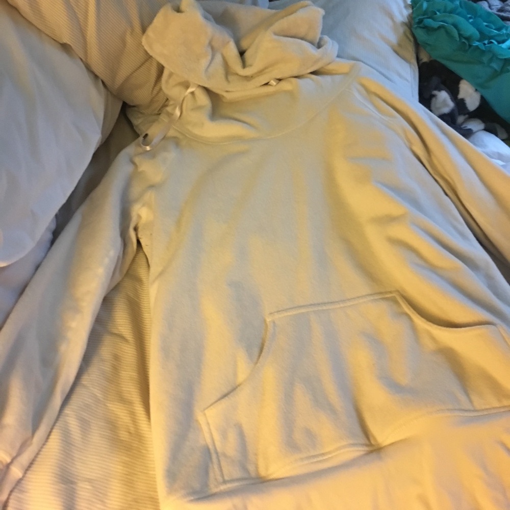 White cowl neck LuluLemon sweatshirt