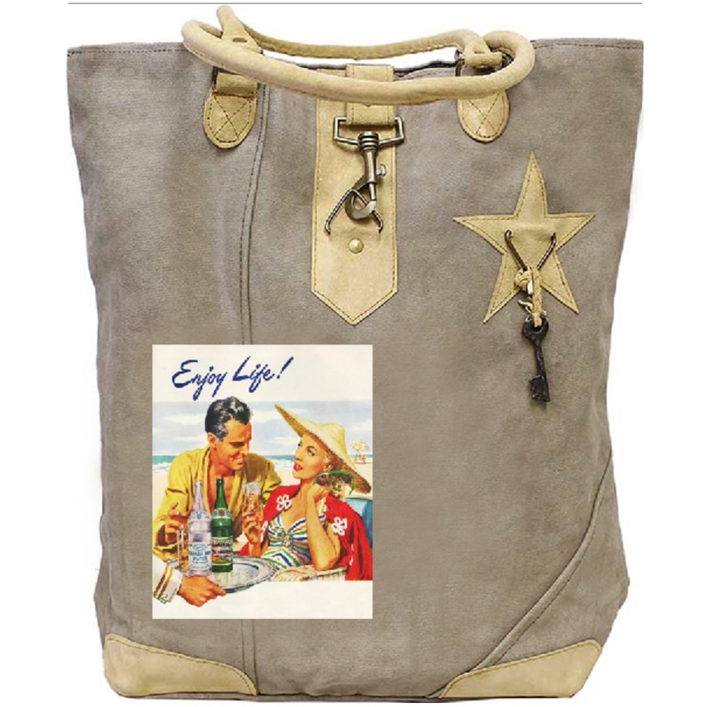 Enjoy life canvas book tote