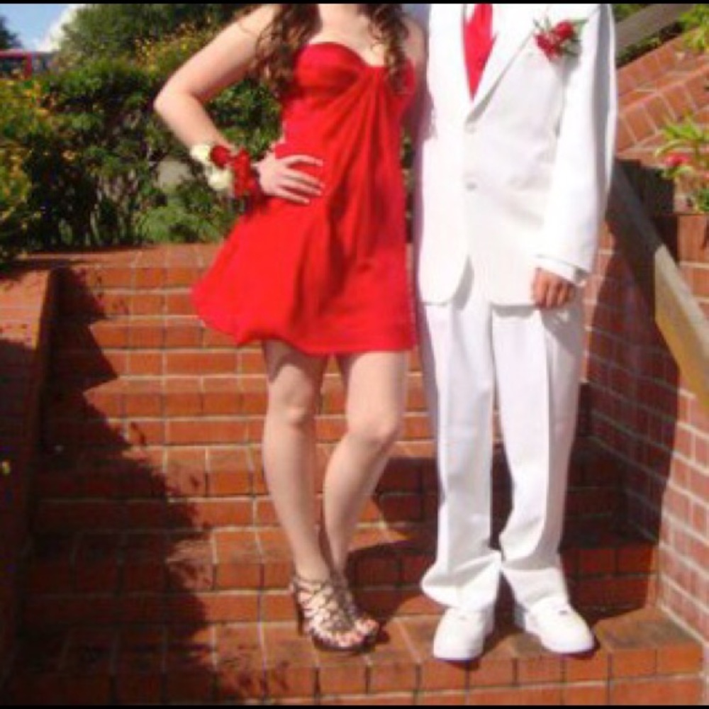 Strapless red dress