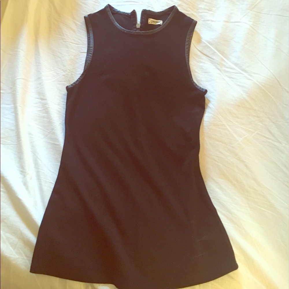 L'agence black top with leather trim
