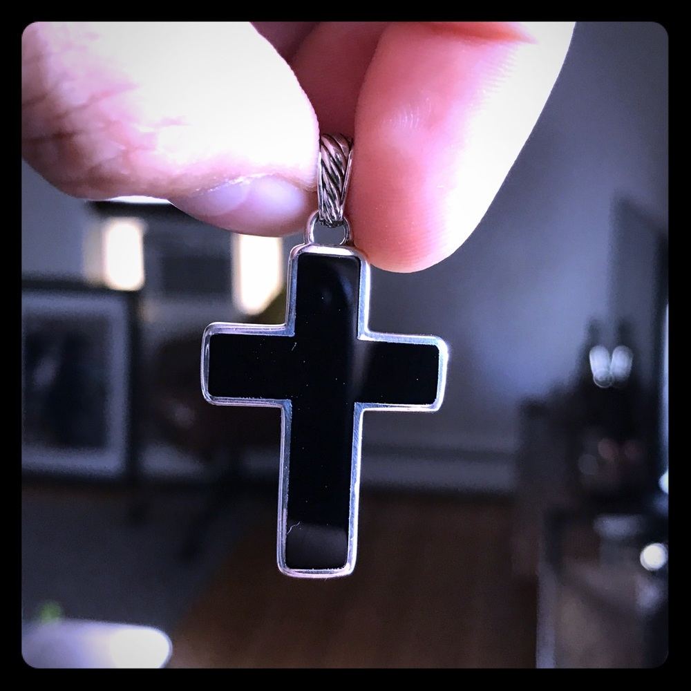 David Yurman Exotic stone cross with black onyx