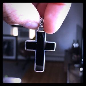 David Yurman Exotic stone cross with black onyx
