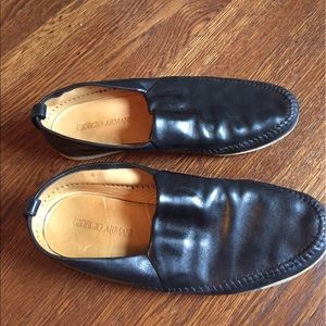 Black leather loafers