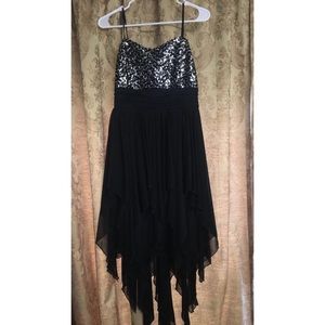 Black and silver sequin homecoming dress