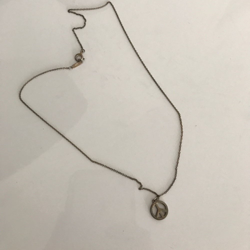 silver peace sign tiffany necklace