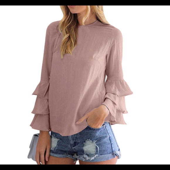 Tops - 🎉HP🎉Blush Long Ruffle Sleeves Blouse Top