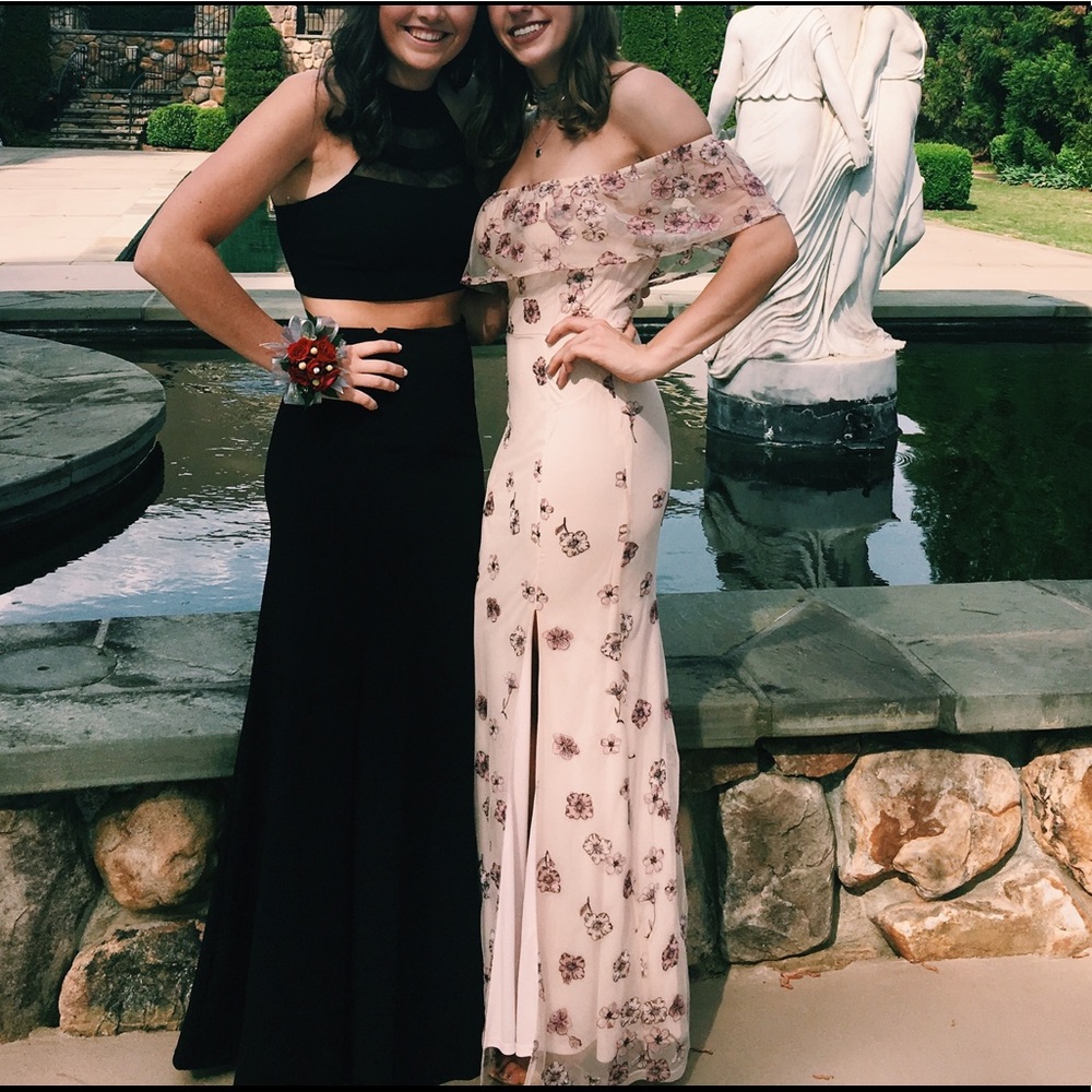 Floral Embroidered Prom Dress