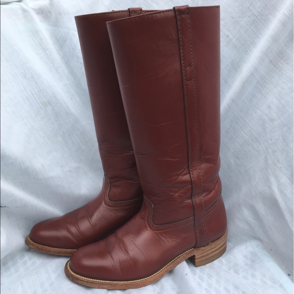 Frye red campus boots
