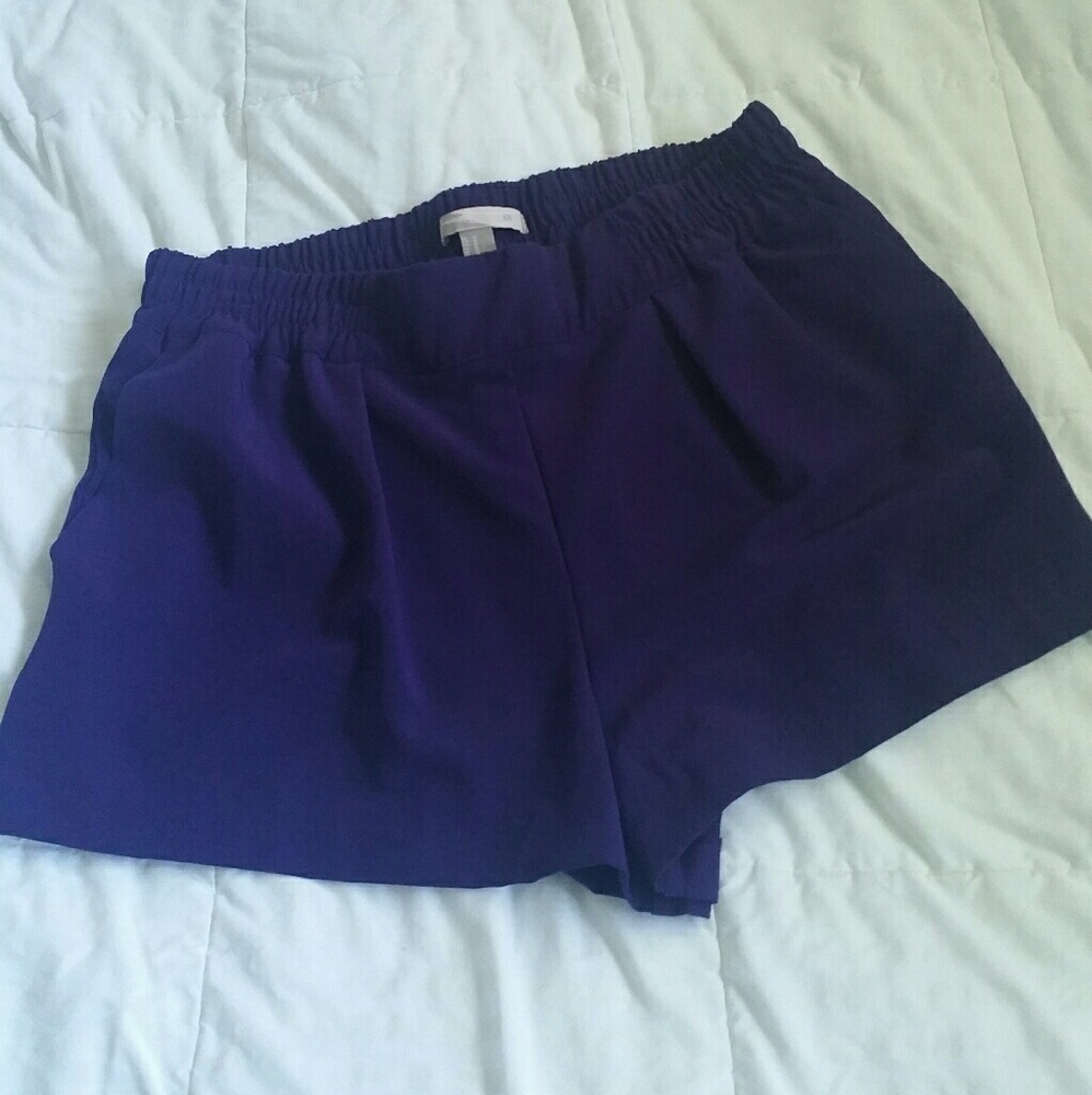 Purple pleated shorts