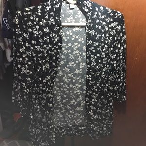 black with white flower "cardigan"