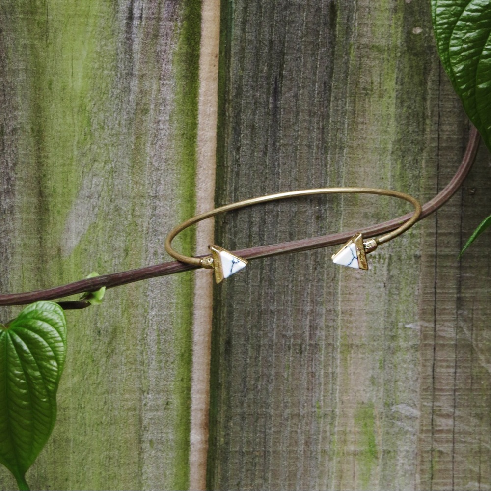 Triangle Stone Cuff Gold Bracelet - Picture 6 of 7