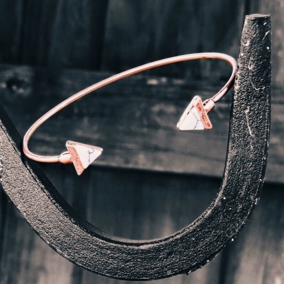 Triangle Stone Cuff Gold Bracelet - Picture 2 of 7