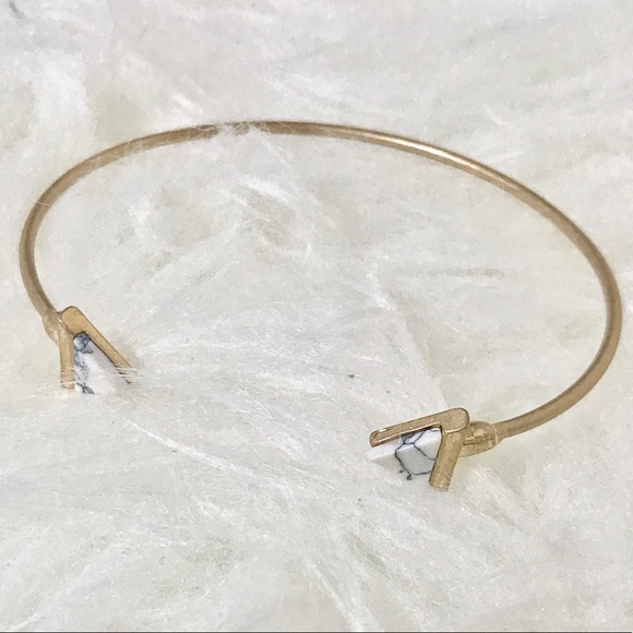 Triangle Stone Cuff Gold Bracelet - Picture 3 of 7