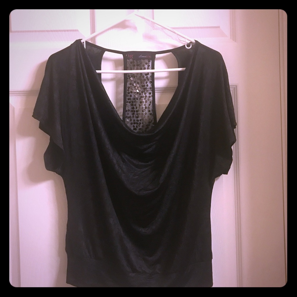 Cute Black Top with Sequin back