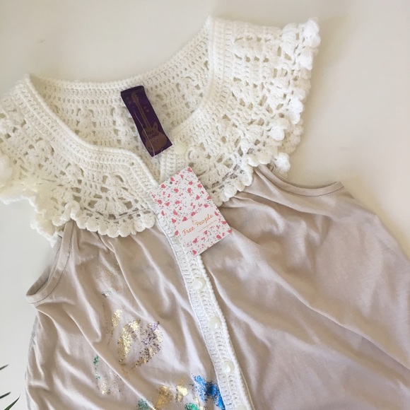 Free People Tops - Free people tea flower crochet bib top