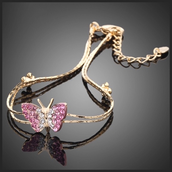 Pink Crystal Butterfly Bracelet - Picture 3 of 4