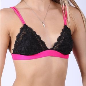 PINK black and hot pink bralette