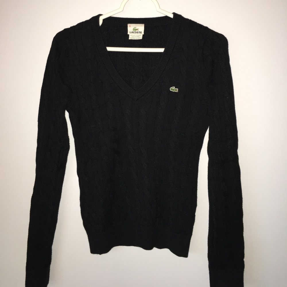 Lacoste v neck black sweater