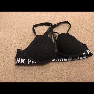 Pink triangle back bra (black) 32a