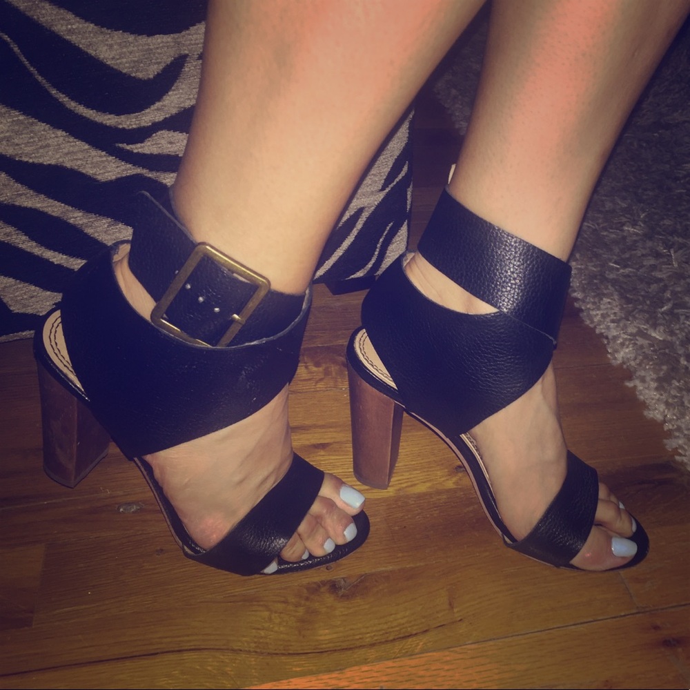 Black Tie Wrap Heel Sandals