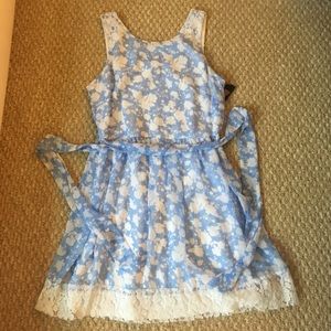 Alice through the looking glass blue print dress