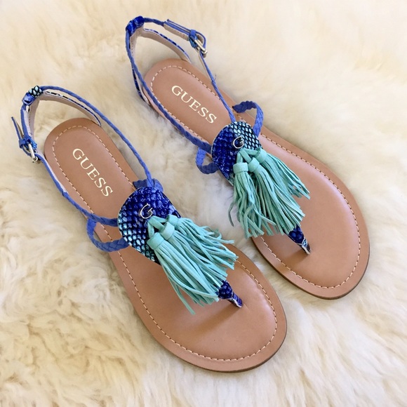Guess Shoes - Guess Blue Tassel Frannie Sandal