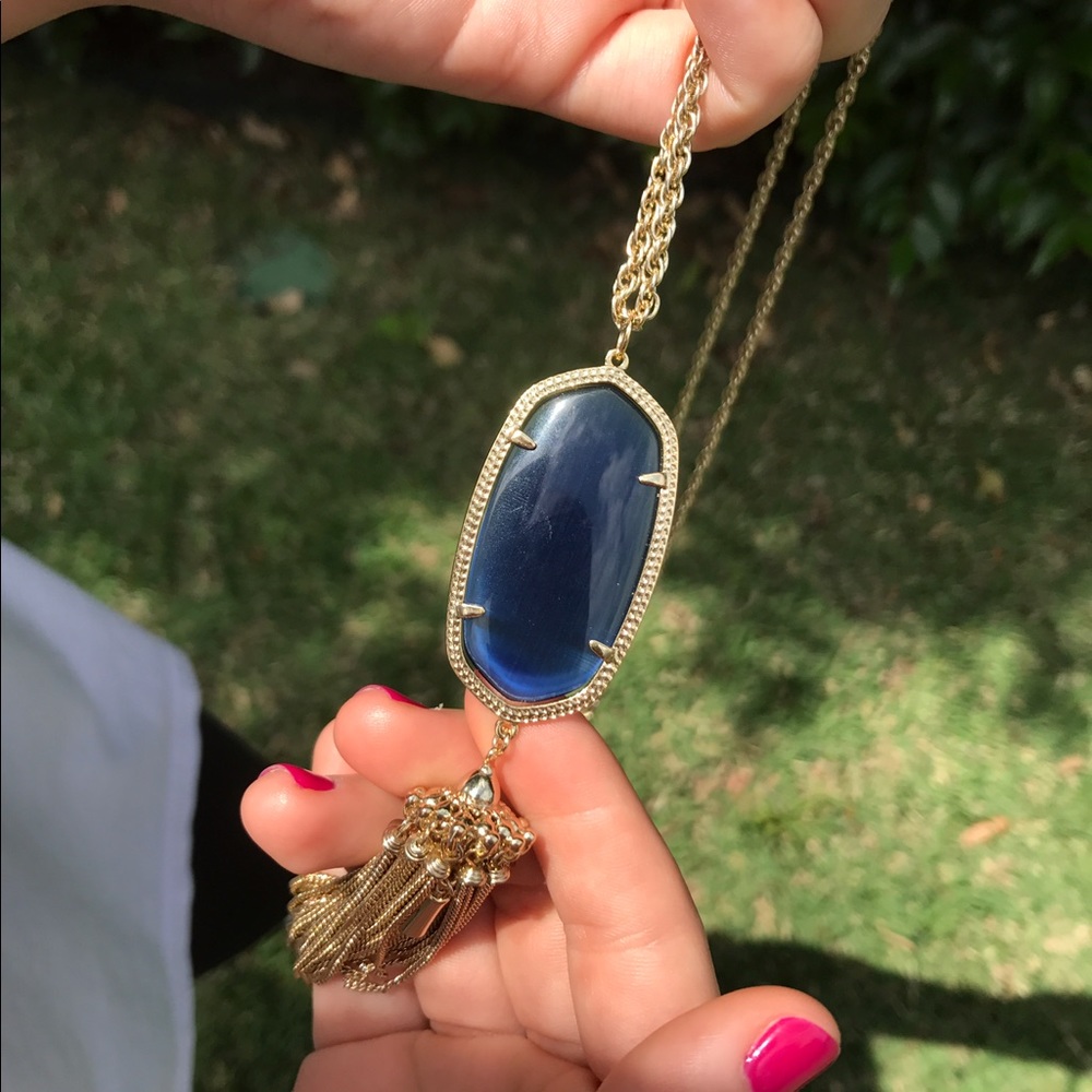 Kendra Scott Rayne Necklace in Navy Cat's Eye