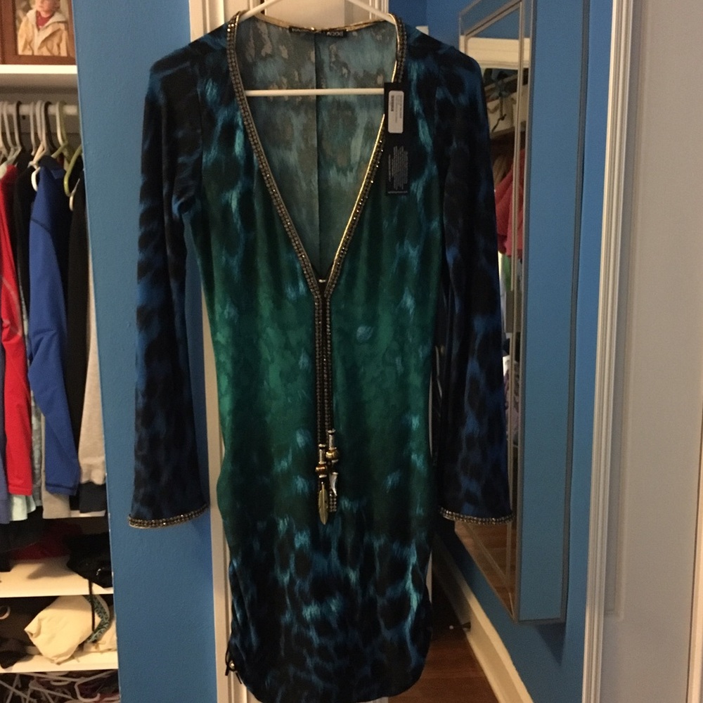Kasia De Gelaque Tunic green blue animal dress