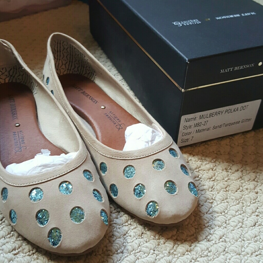 Matt Bernson glitter polka dot flats, NEW