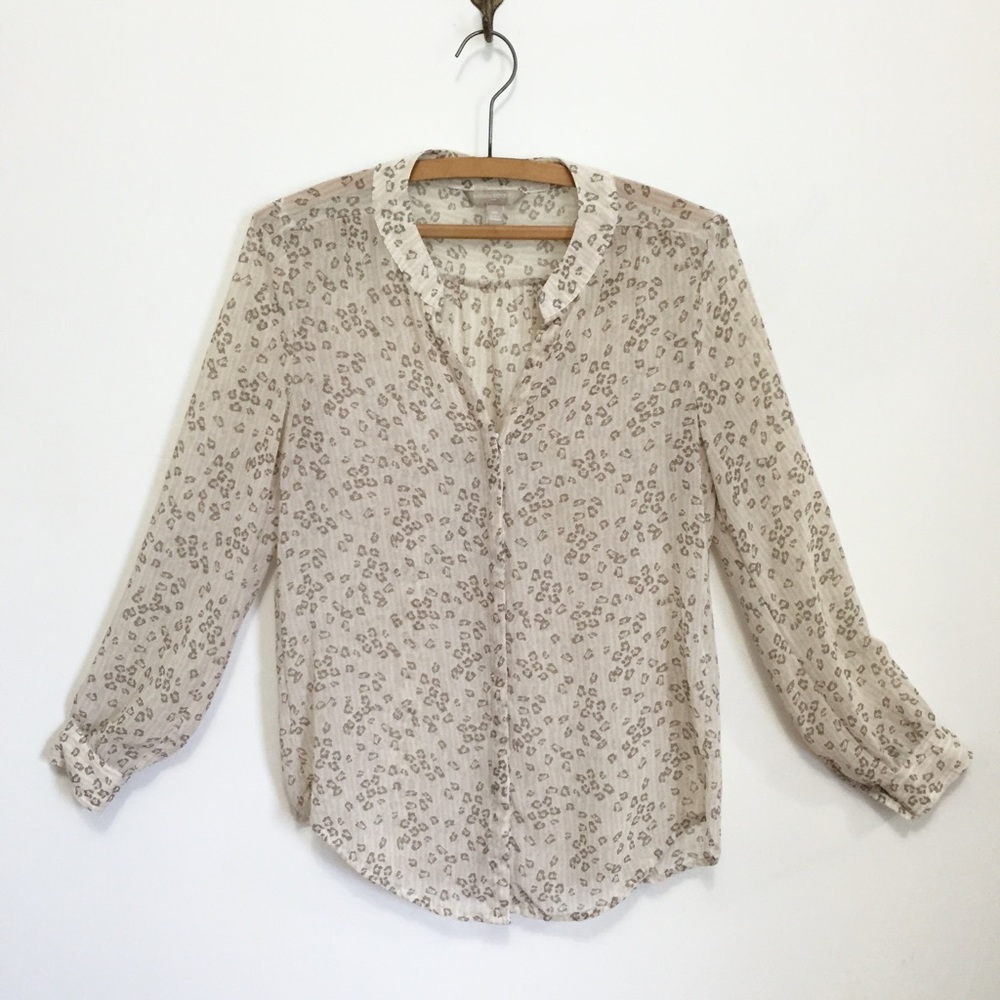 Banana Republic Sheer Leopard Print Blouse
