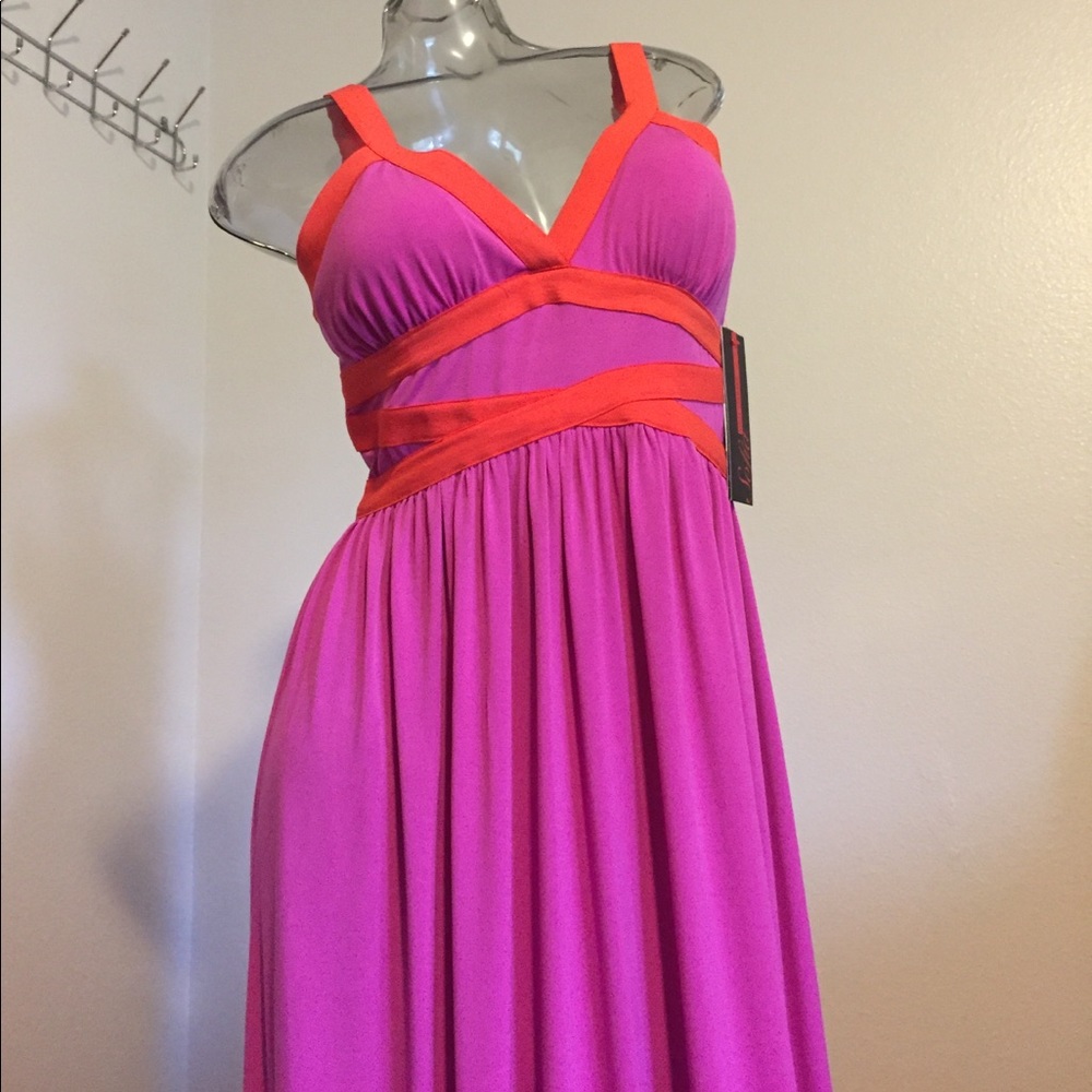 Coral/Fuchsia Maxi Dress