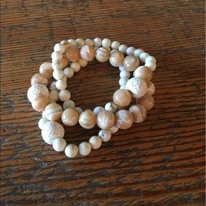 New Lava Stone, Howlite and MOP Bracelet Stack
