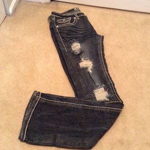 High quality Ardn B distressed jeans w rhinestone