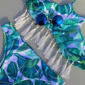 Tropical Print Tassel Bikini