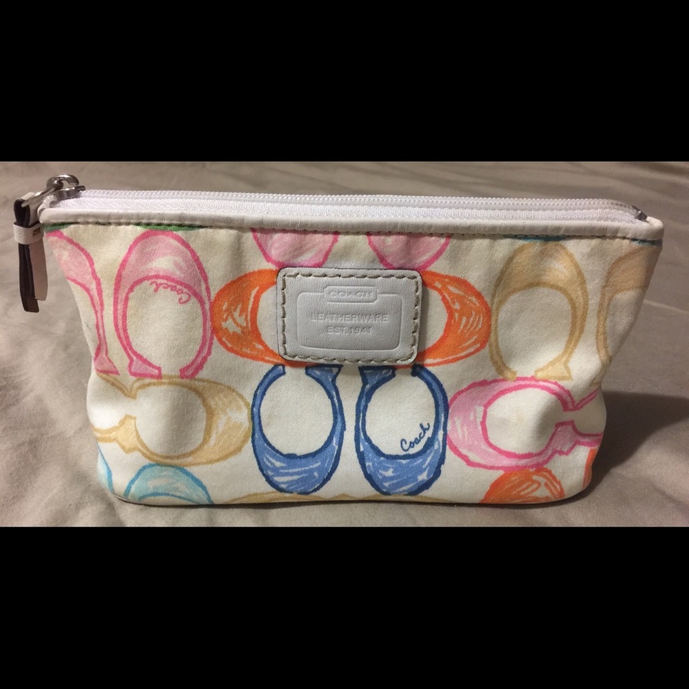 Coach colorful signature print cosmetic bag