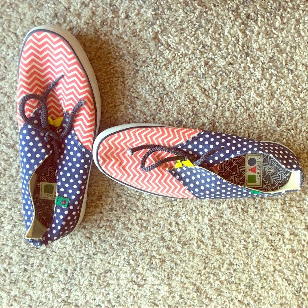 Red, white, and blue shoes