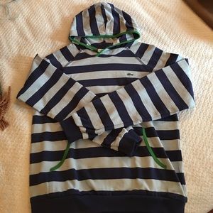 Hoodie gray & navy striped