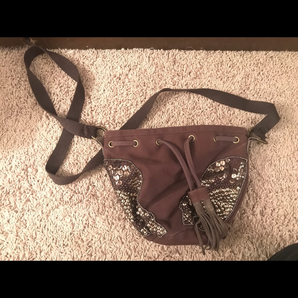 Brown sequin purse