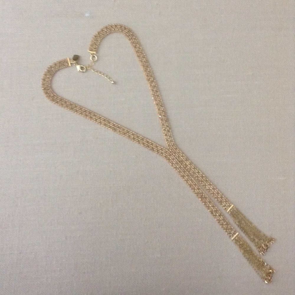 "y" gold fine crystal necklace