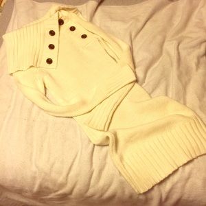 WHITE BUTTON SWEATER DRESS