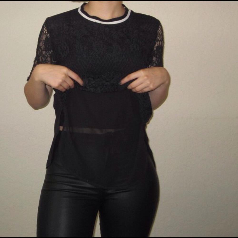 lace sheer t-shirt - Picture 4 of 5