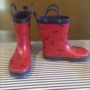 Red rain boots