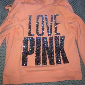 PINK SEQUIN ZIP UP HOODIE