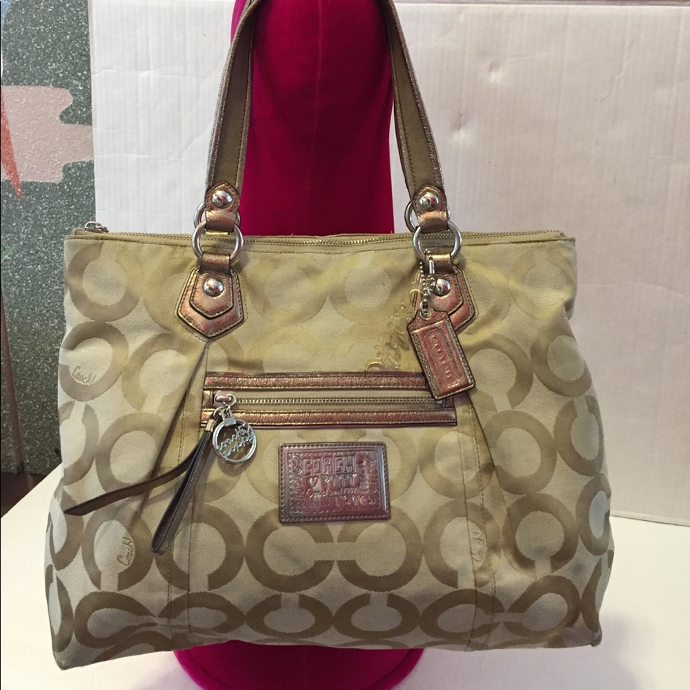 Coach 16299 Poppy Op Art Brown Glitter Glam Purse