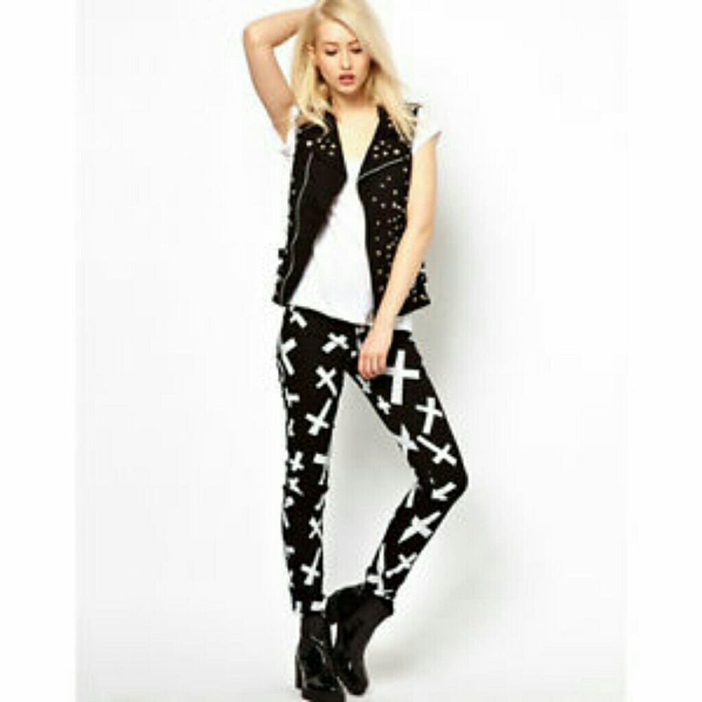 Tripp NYC Cross Skinny Jeans Goth Punk Horror 7/28