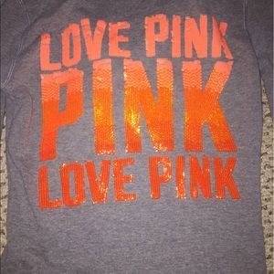 Gray Sequin PINK Hoodie!