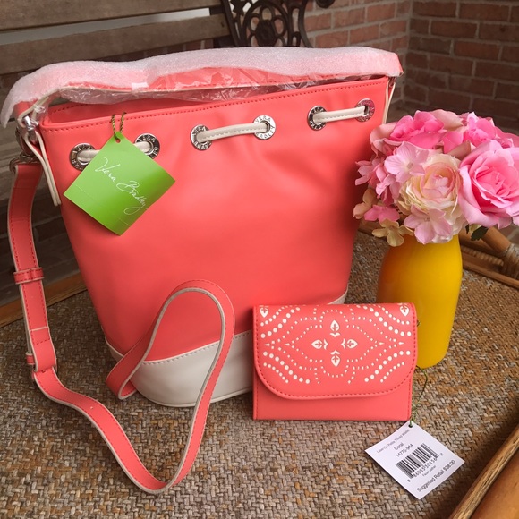 Vera Bradley coral bucket crossbody And wallet - Picture 3 of 4