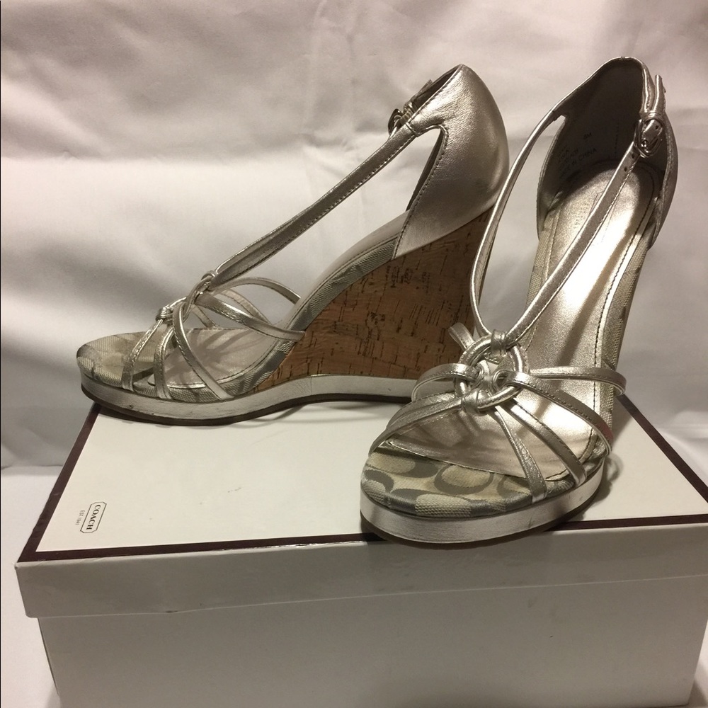 Coach Joslin metallic wedges