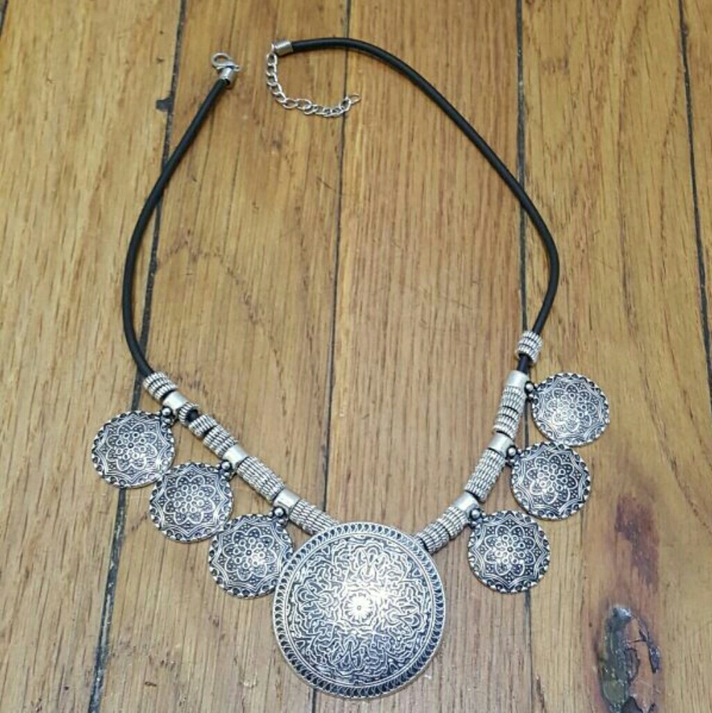 Bohemian Gypsy Vintage Ethnic Tibetan Silver Big C - Picture 2 of 3